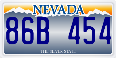 NV license plate 86B454