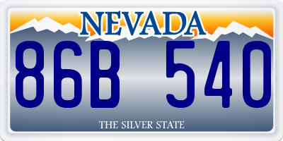 NV license plate 86B540