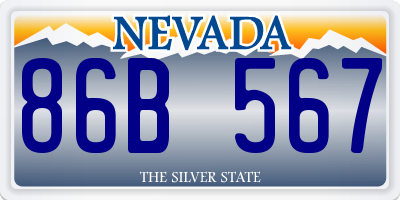 NV license plate 86B567