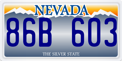 NV license plate 86B603