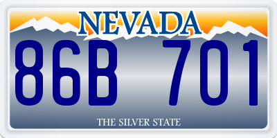 NV license plate 86B701