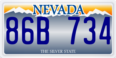 NV license plate 86B734
