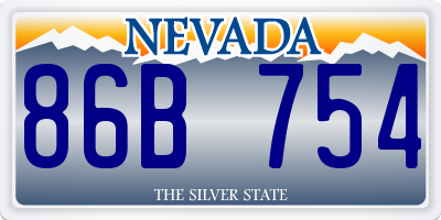 NV license plate 86B754