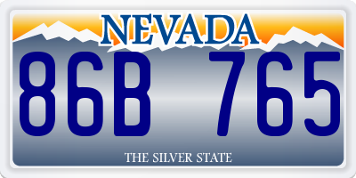 NV license plate 86B765