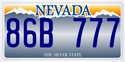 NV license plate 86B777