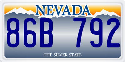 NV license plate 86B792