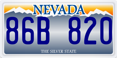 NV license plate 86B820