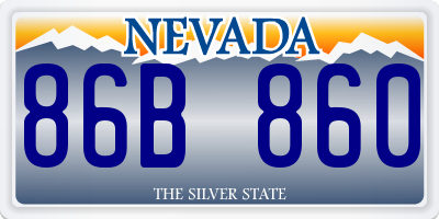 NV license plate 86B860