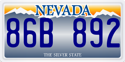 NV license plate 86B892