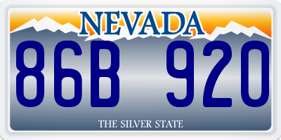 NV license plate 86B920