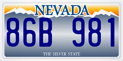 NV license plate 86B981