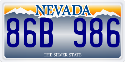 NV license plate 86B986