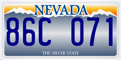 NV license plate 86C071