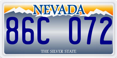 NV license plate 86C072