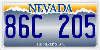 NV license plate 86C205