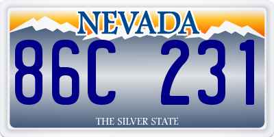 NV license plate 86C231