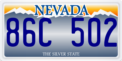 NV license plate 86C502