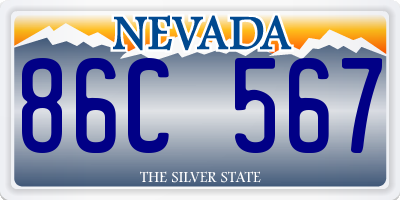 NV license plate 86C567