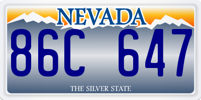 NV license plate 86C647