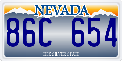 NV license plate 86C654