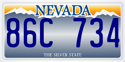 NV license plate 86C734