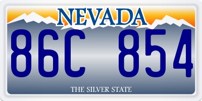 NV license plate 86C854