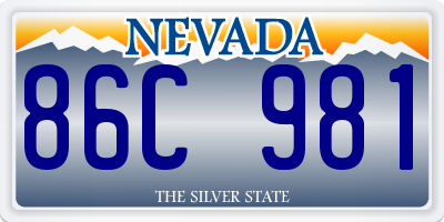 NV license plate 86C981