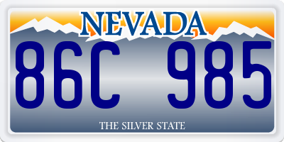 NV license plate 86C985