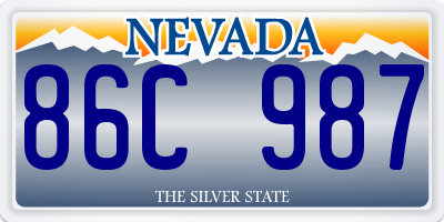 NV license plate 86C987