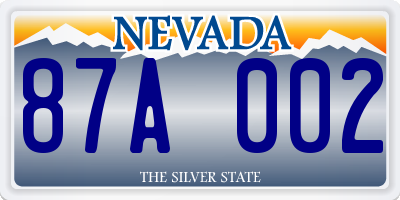 NV license plate 87A002