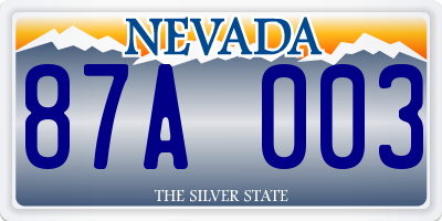 NV license plate 87A003