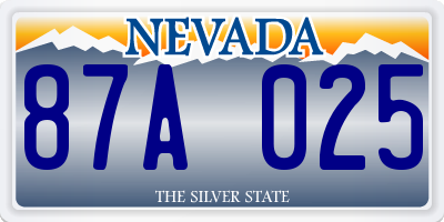 NV license plate 87A025