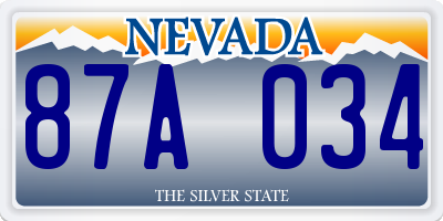 NV license plate 87A034