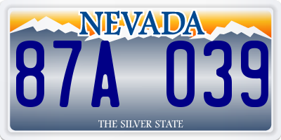NV license plate 87A039