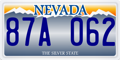 NV license plate 87A062