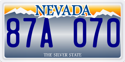 NV license plate 87A070