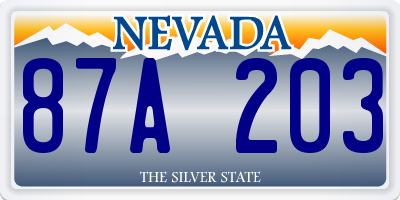 NV license plate 87A203