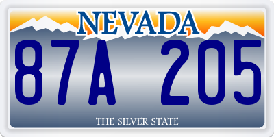 NV license plate 87A205