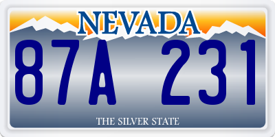 NV license plate 87A231