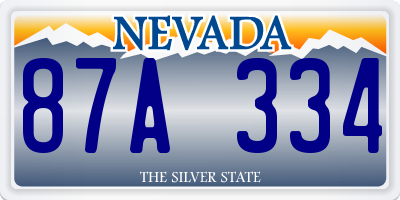 NV license plate 87A334