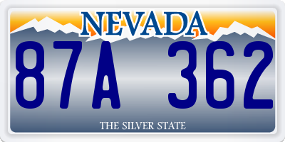 NV license plate 87A362