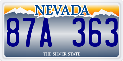 NV license plate 87A363
