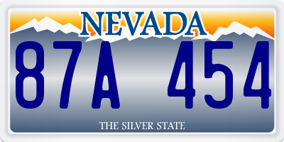 NV license plate 87A454