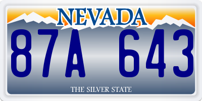 NV license plate 87A643