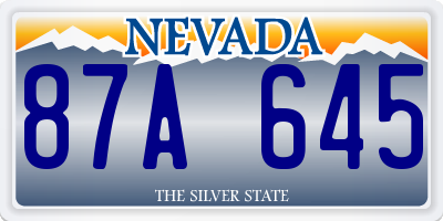 NV license plate 87A645