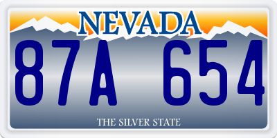 NV license plate 87A654