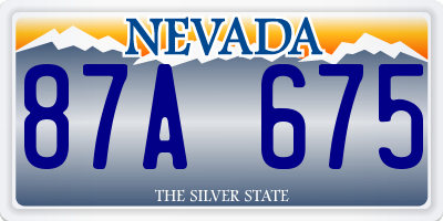 NV license plate 87A675