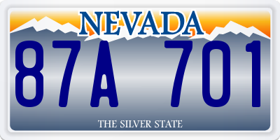 NV license plate 87A701