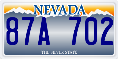 NV license plate 87A702