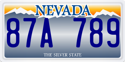 NV license plate 87A789